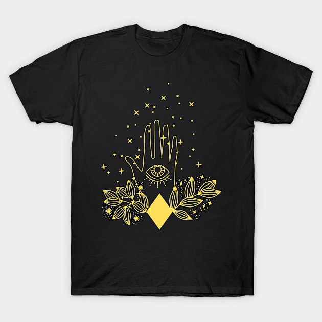 Gold Celestial Magic Hands T-Shirt by Harlotquen